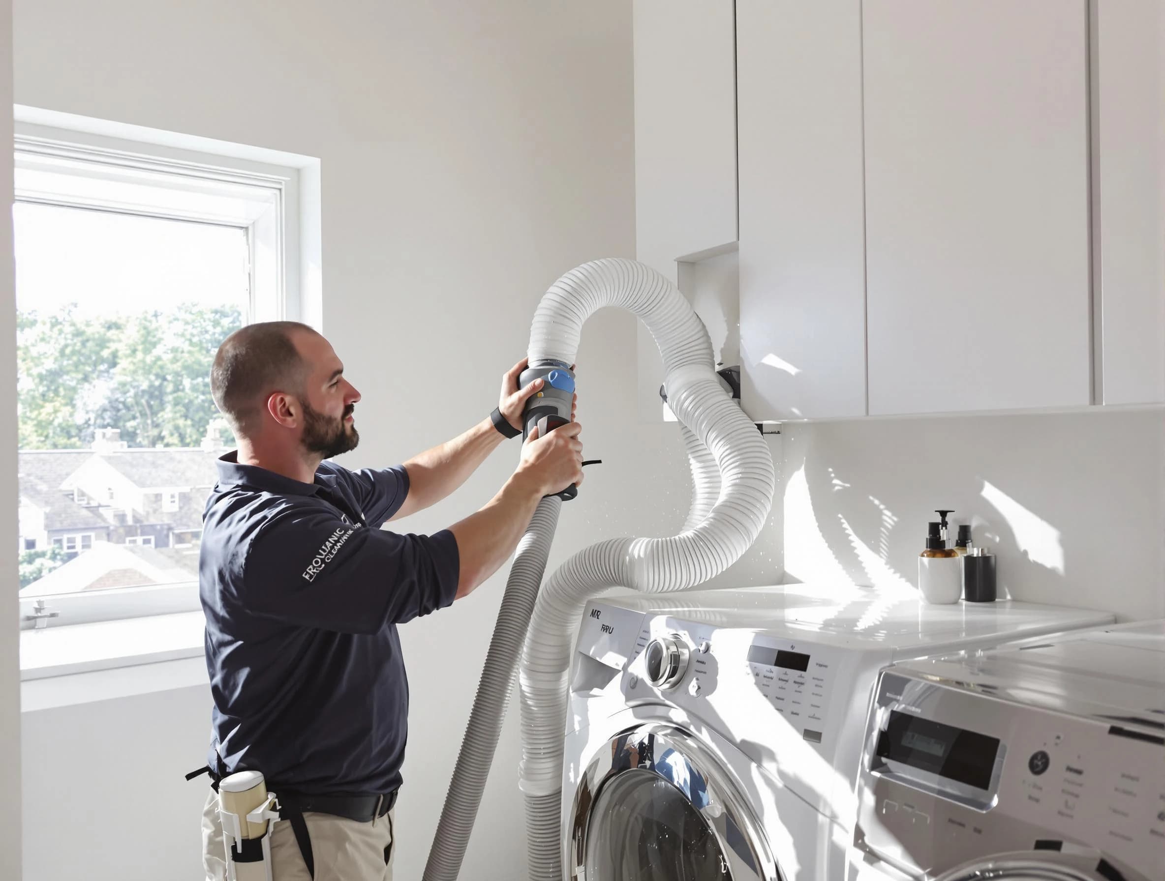 Certified Norwood Dryer Vent Cleaning technician performing dryer vent cleaning in Norwood