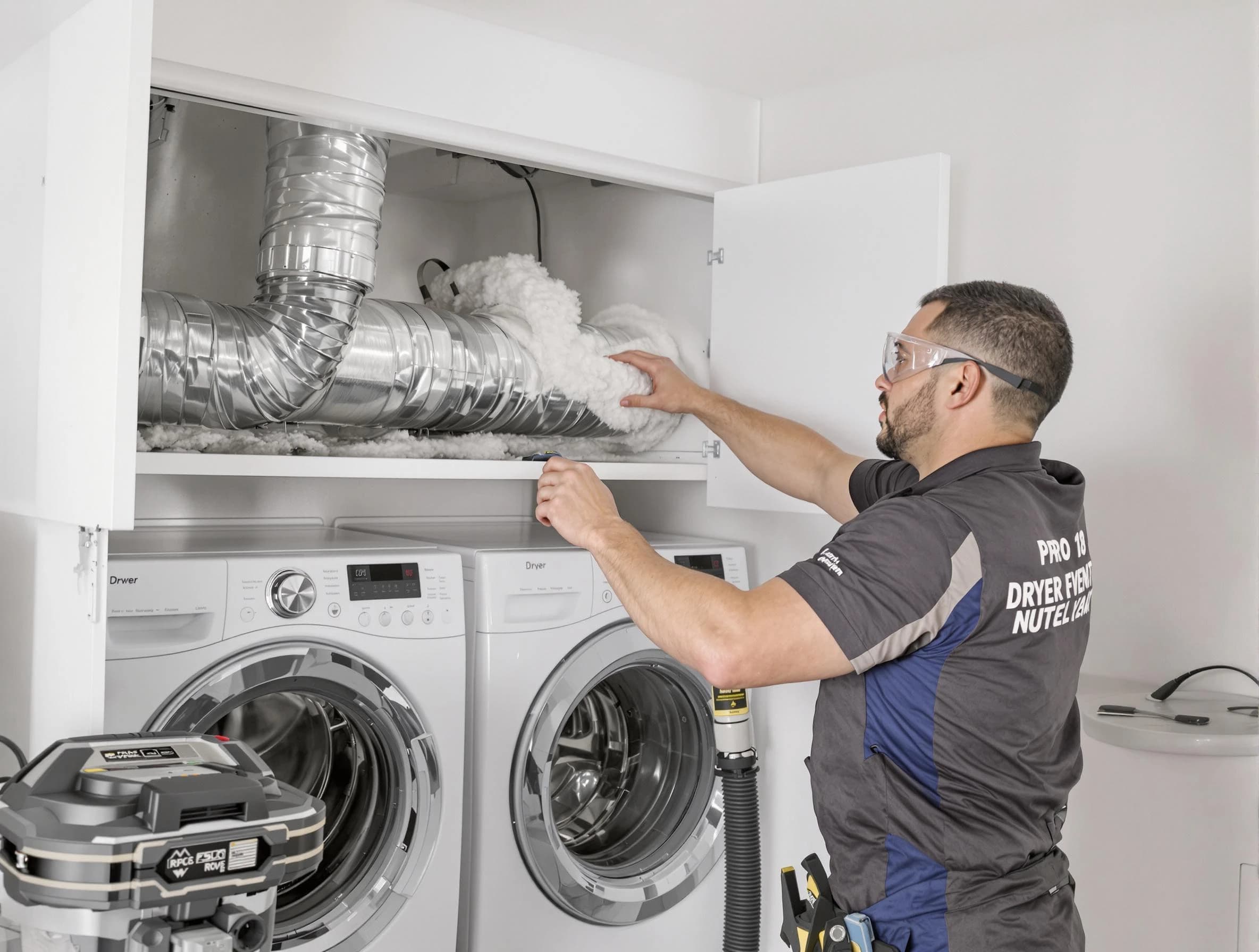 Norwood Dryer Vent Cleaning certified technician performing specialized gas dryer vent cleaning in Norwood